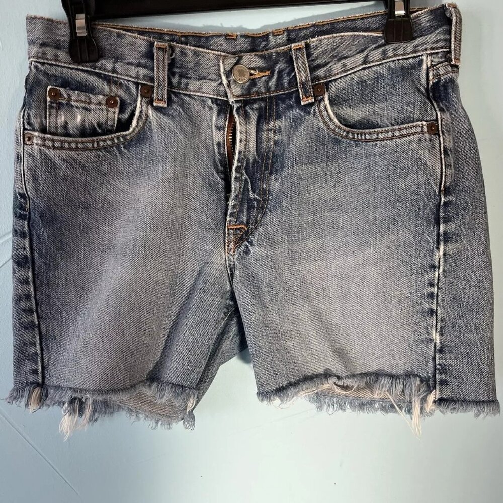 Vintage Y2K Lucky Brand Raw Hem Denim Shorts Mid-Rise 6 / 28 Medium Wash